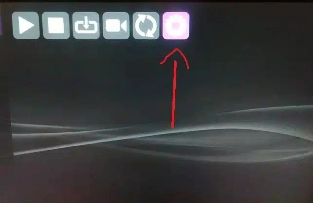 Image showing a user interface with a settings icon highlighted, indicating the location of settings in a streaming service.